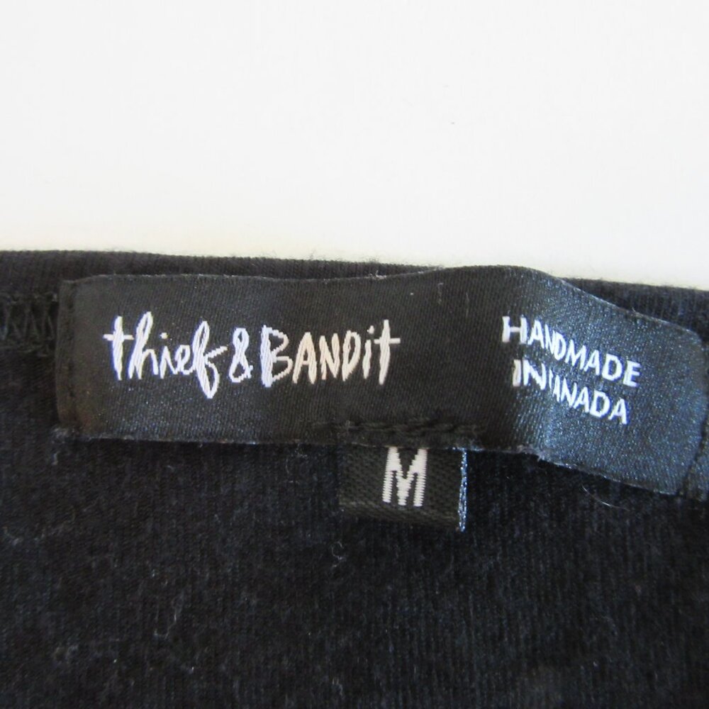 Thief of Bandit Black Ruffled Sleeves Medium Crop Top - Picture 3 of 4